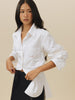 Vania Romoff Boyfriend Shirt White made with cotton poplin and has a bow at the back