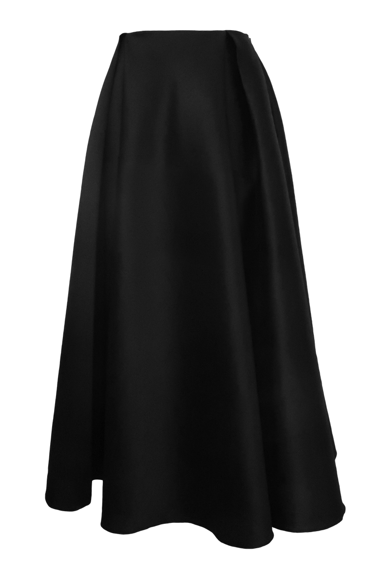Box Pleat Midi Skirt (Black) - Women's RTW Dresses & Accessories - Made In The Philippines - Vania Romoff