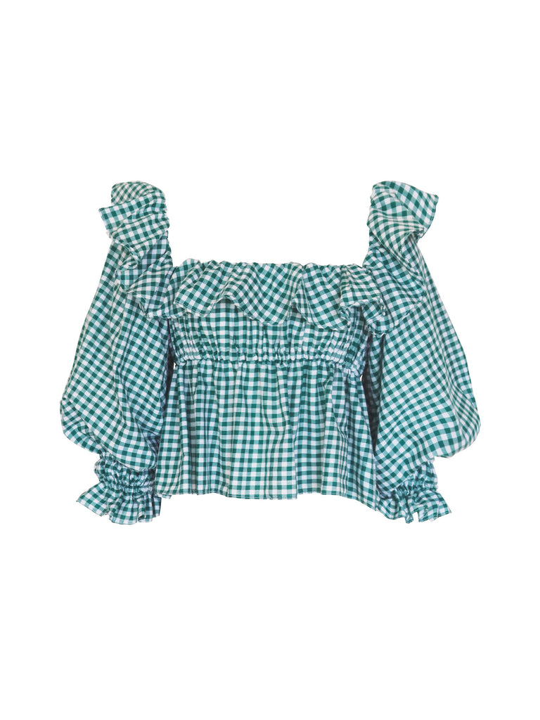 Alma Top (Apple Green Gingham) - Women's RTW Dresses & Accessories - Made In The Philippines - Vania Romoff
