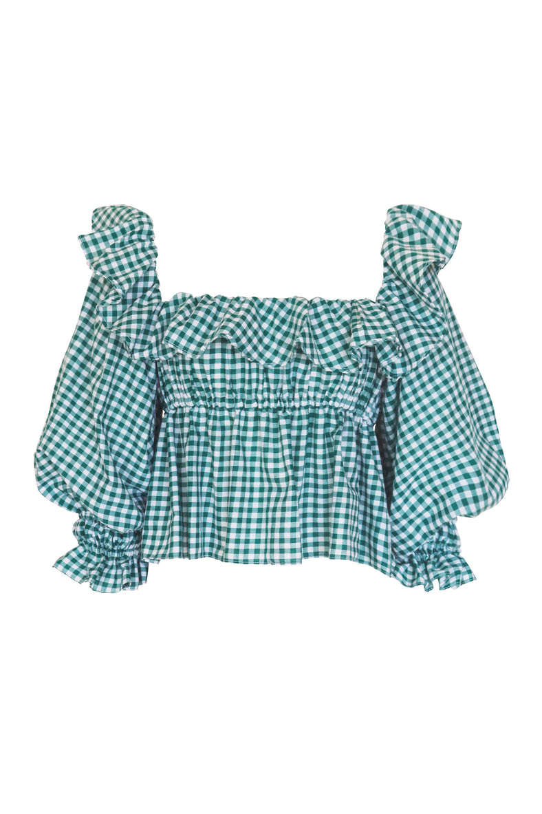 Alma Top (Apple Green Gingham) - Women's RTW Dresses & Accessories - Made In The Philippines - Vania Romoff