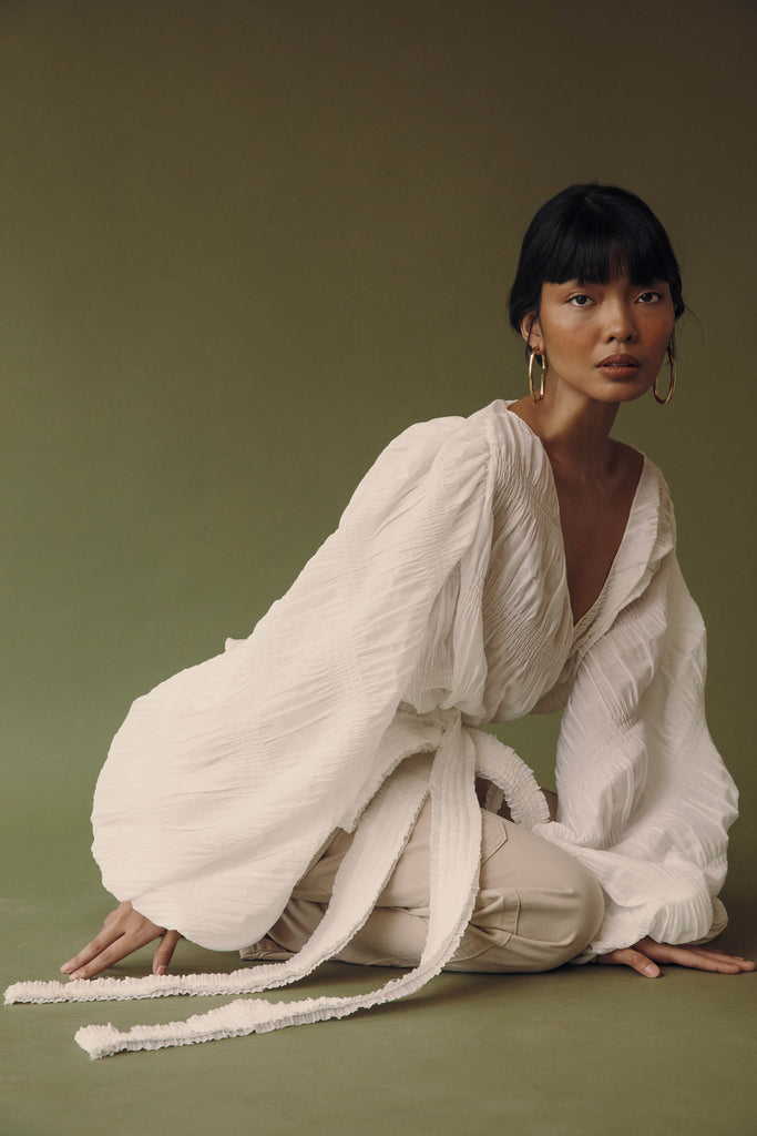 Kimono Top in White - Women's RTW Dresses & Accessories - Made In The Philippines - Vania Romoff