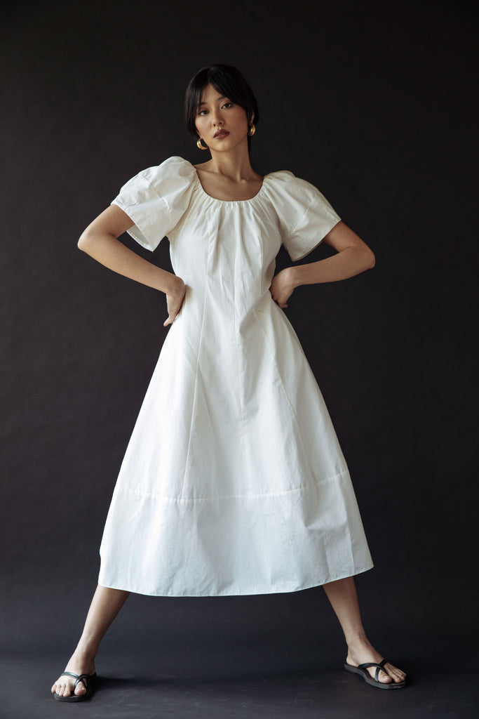 Paz Midi Dress (White) - Women's RTW Dresses & Accessories - Made In The Philippines - Vania Romoff