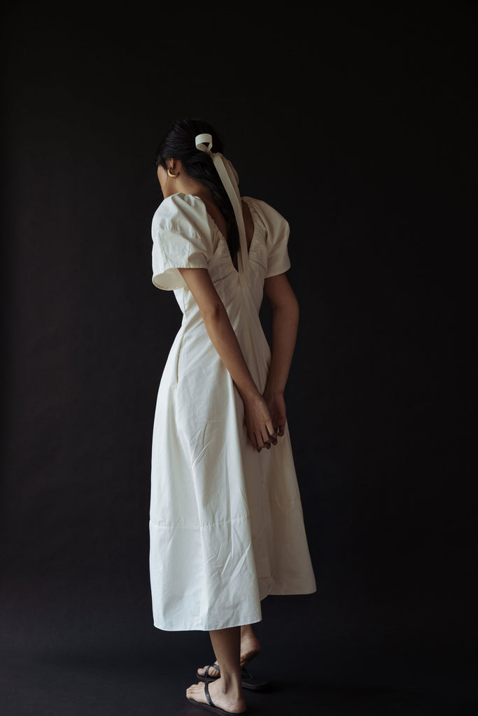Paz Midi Dress (White) - Women's RTW Dresses & Accessories - Made In The Philippines - Vania Romoff