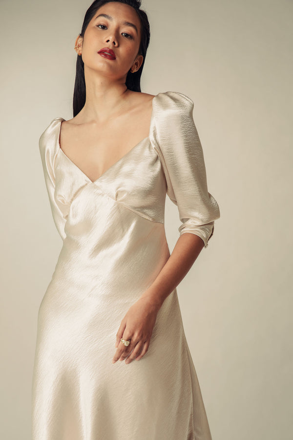 Salma Tea-Length Dress (Ivory) - Women's RTW Dresses & Accessories - Made In The Philippines - Vania Romoff