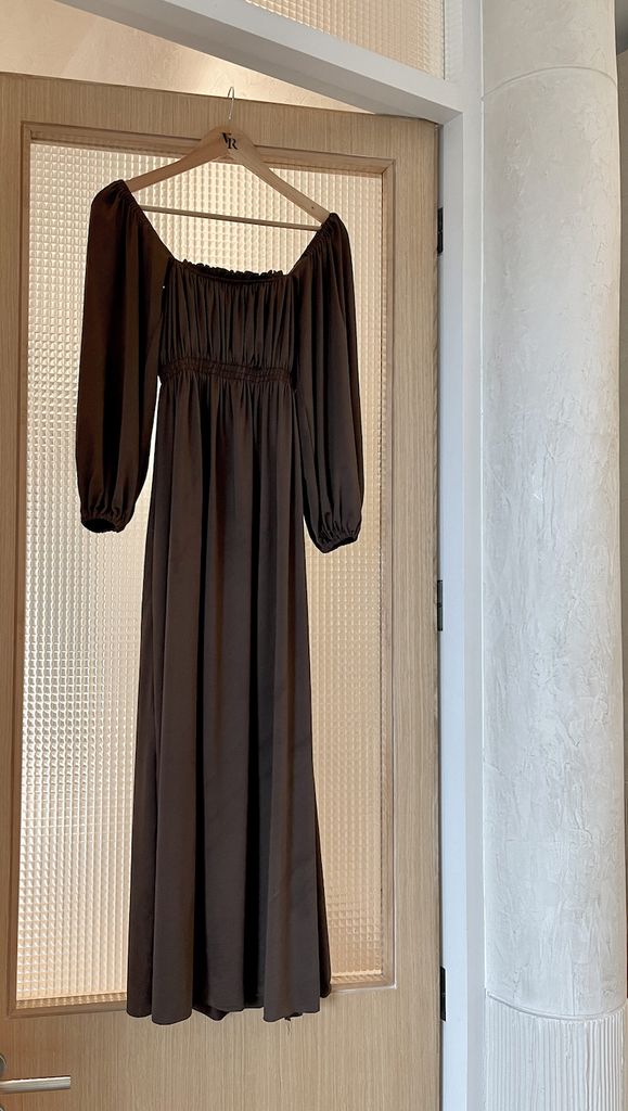Sicily Midi Dress in Brown - Women's RTW Dresses & Accessories - Made In The Philippines - Vania Romoff