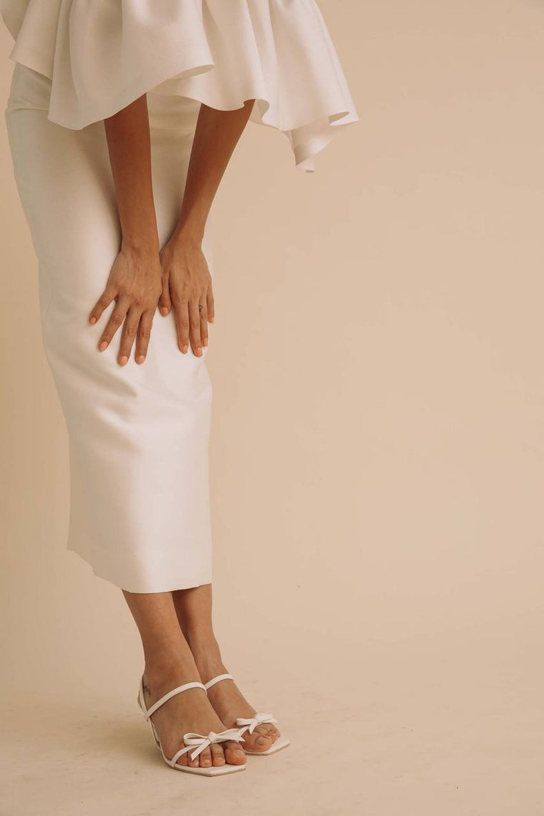 Strappy Sandals with Bow Detail (White) - Bridal Studio - Bridal RTW Dresses & Accessories - Vania Romoff