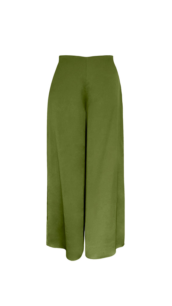 Silk Trousers (Olive) - Women's RTW Dresses & Accessories - Made In The Philippines - Vania Romoff